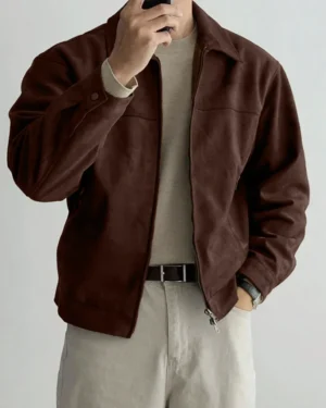 Men Brown Button Down Full Sleeve Jacket